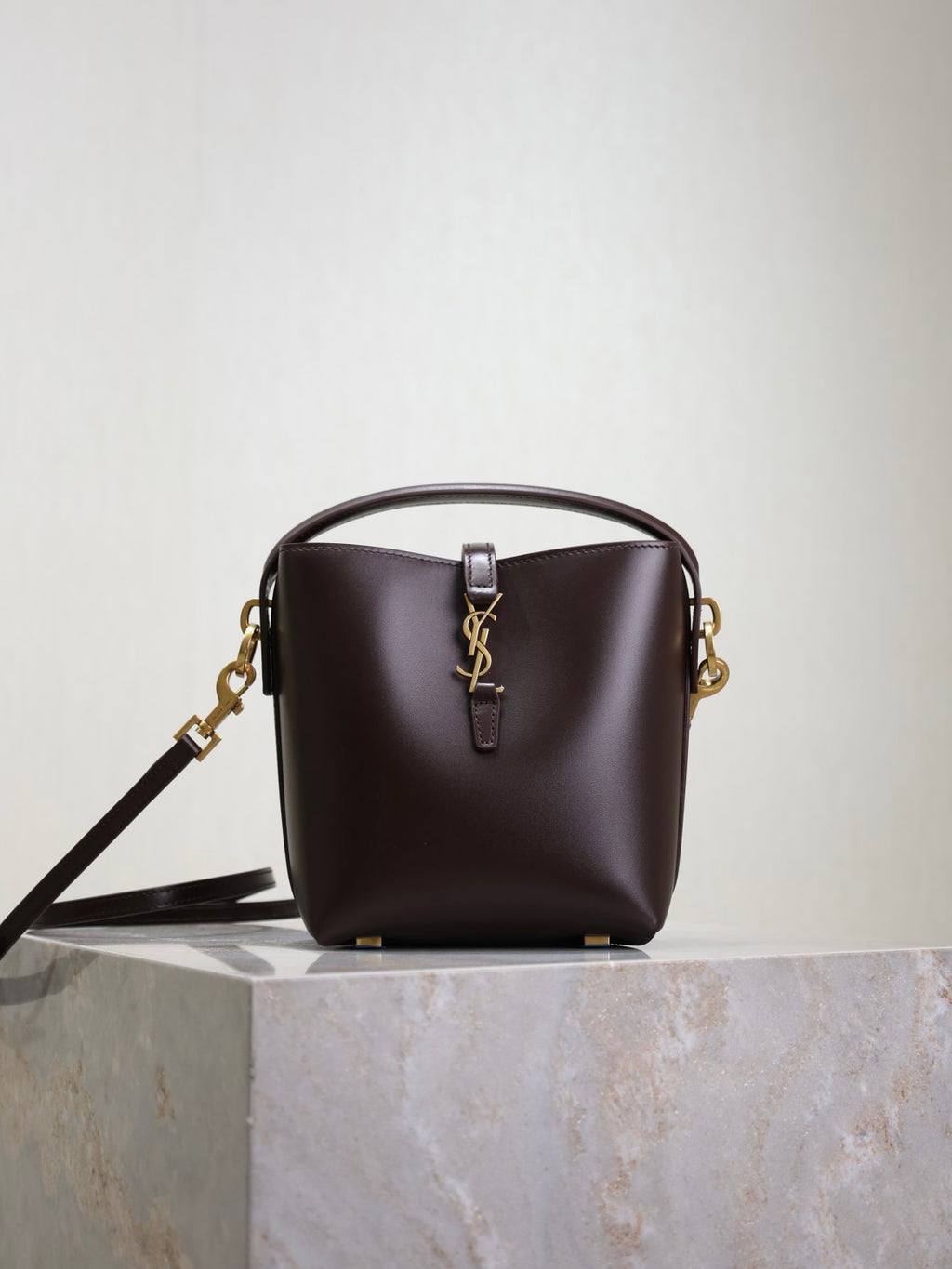 Saint Laurent Women's LE 37 Logo Hook Buckle mini Small Glossy Solid Color Bucket Bag Suede Leather Handbags Casual Bags 7490362R20W9207 #81334