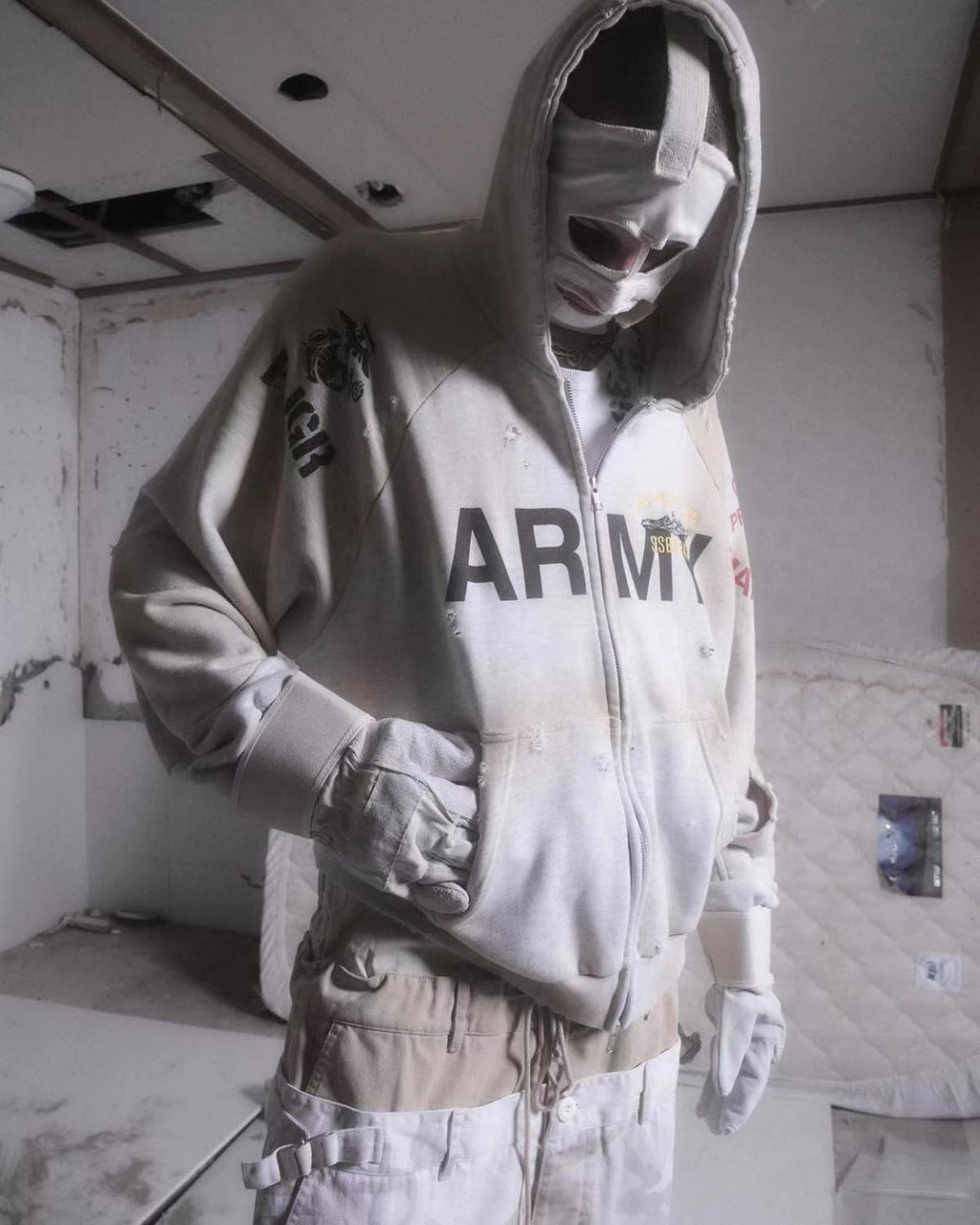 GRAILZ Men's Women's Autumn And Winter Letter Printed Cotton Solid Color Zipper Doing Old Loose Hooded Sweatshirt Ngvp #1911