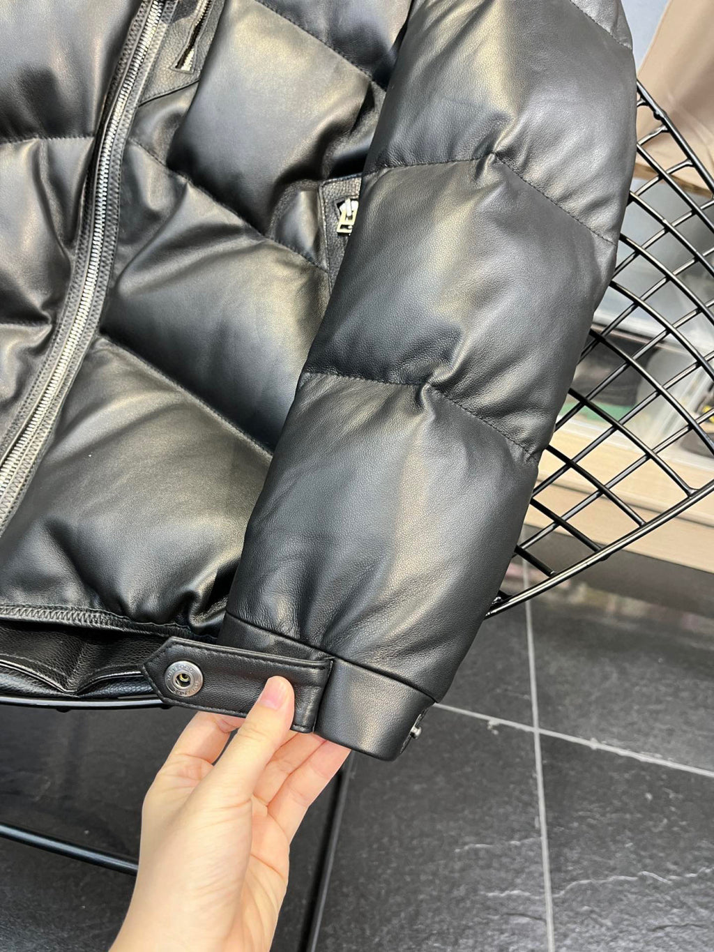 Tom Ford Black Leather Puffer Down Jacket Ngvp #6555