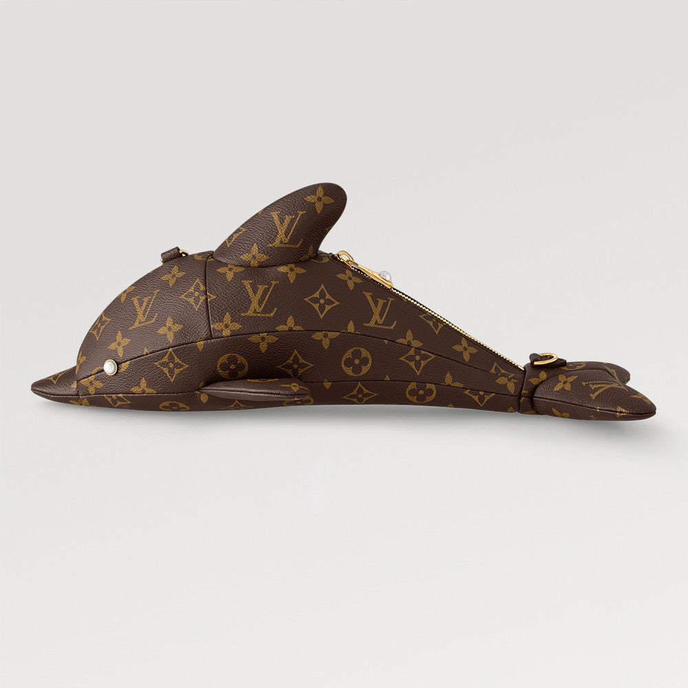 Louis Vuitton Dolphin Handbag Monogram Metal Beaded Zipper Pull Cute Shoulder Bag Fashionable Clutch Bags M14963 #196188