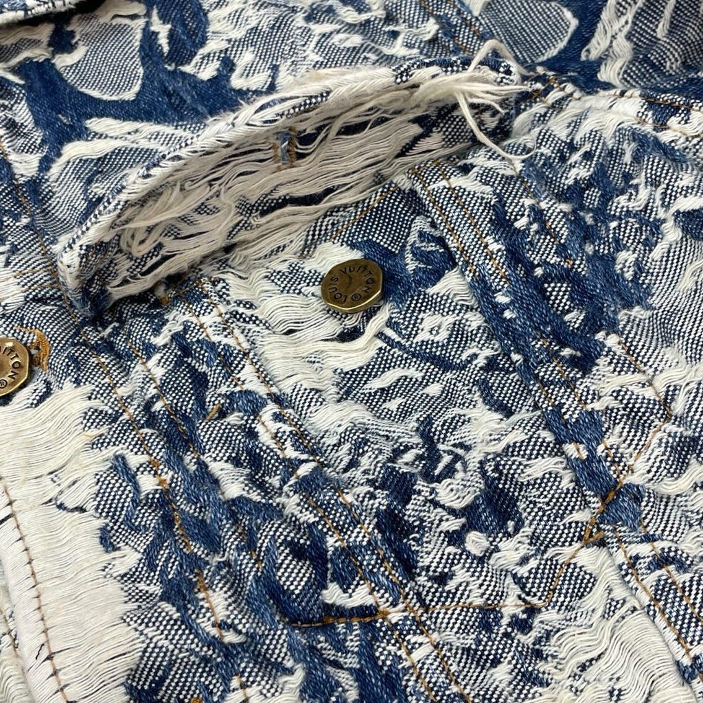Louis Vuitton Men's Women's Spring And Autumn Cotton Denim Jacquard Embroidered Flower Denim Jacket Lapel Casual Jacket #99381