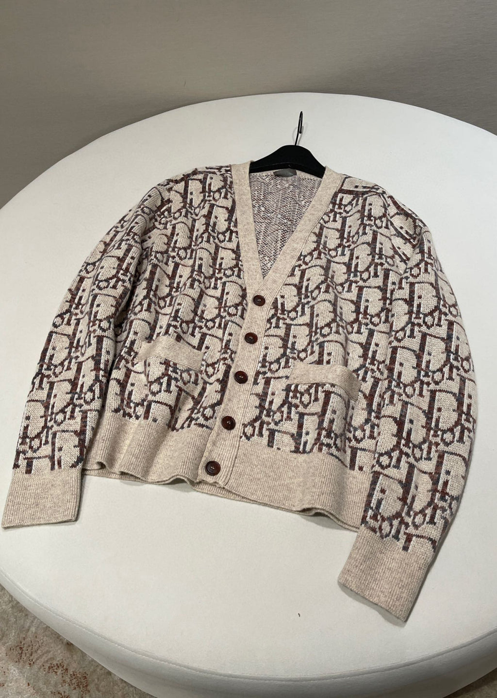 Dior Men's Spring And Summer Logo Kacquard V-Neck Single-Breasted Wool Knit Cardigan Jacket #97553