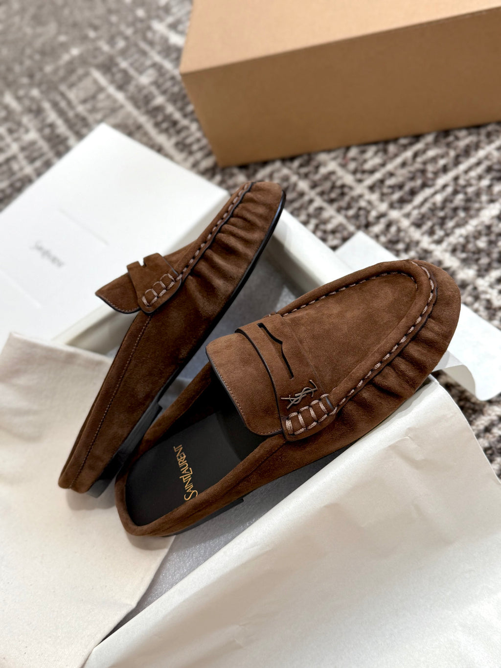 Saint Laurent LE LOAFER Mules in Suede #380512