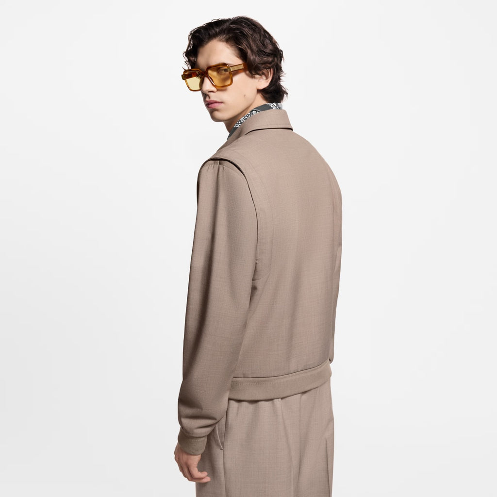 Louis Vuitton Men's Fall/Winter Fashion Casual Solid Color Lapel Zipper Logo Print Flight Jacket Solid Color Casual Elastic Waist Suit Pants Pants Suit Set #78977