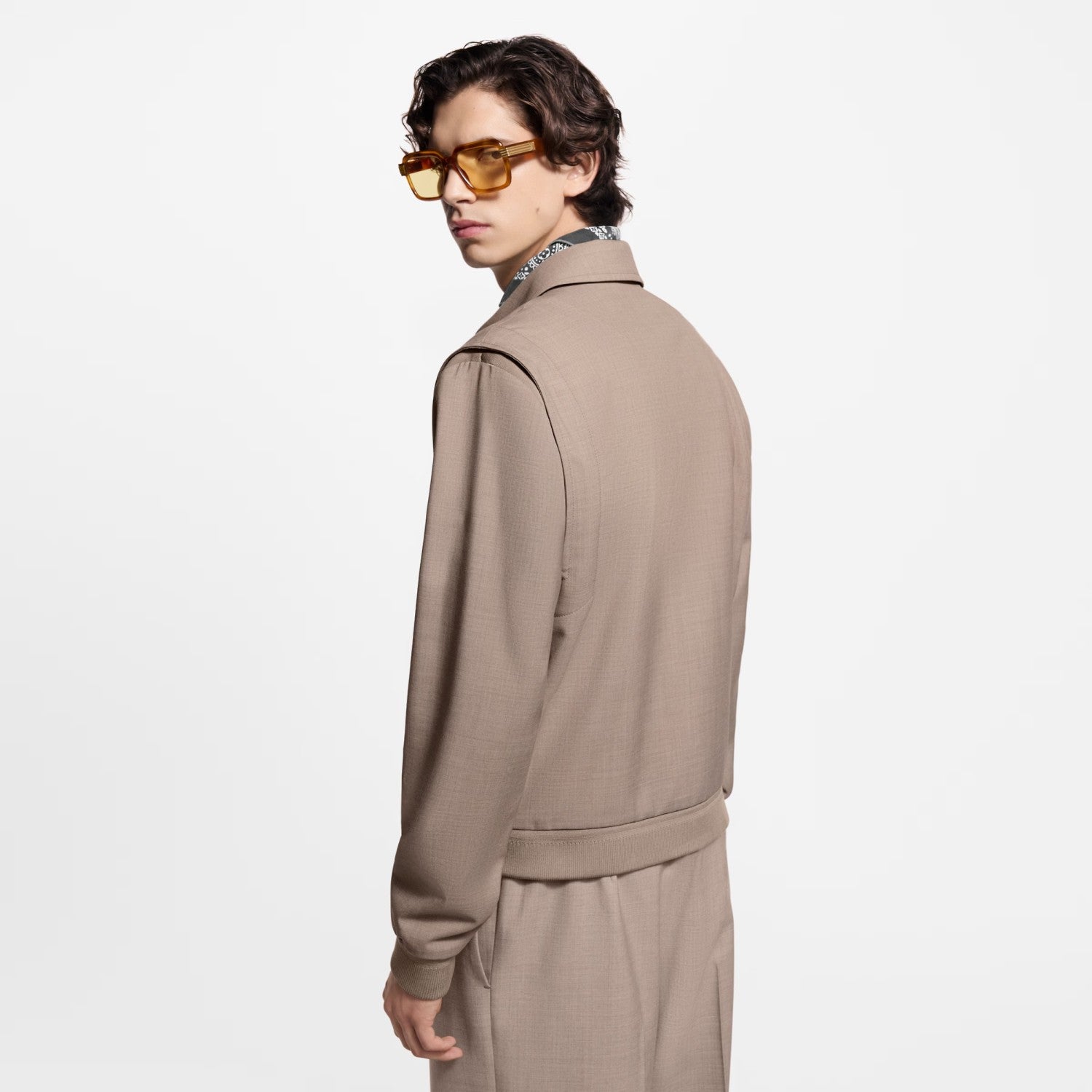 Louis Vuitton Men's Fall/Winter Fashion Casual Solid Color Lapel Zipper Logo Print Flight Jacket Solid Color Casual Elastic Waist Suit Pants Pants Suit Set #78977