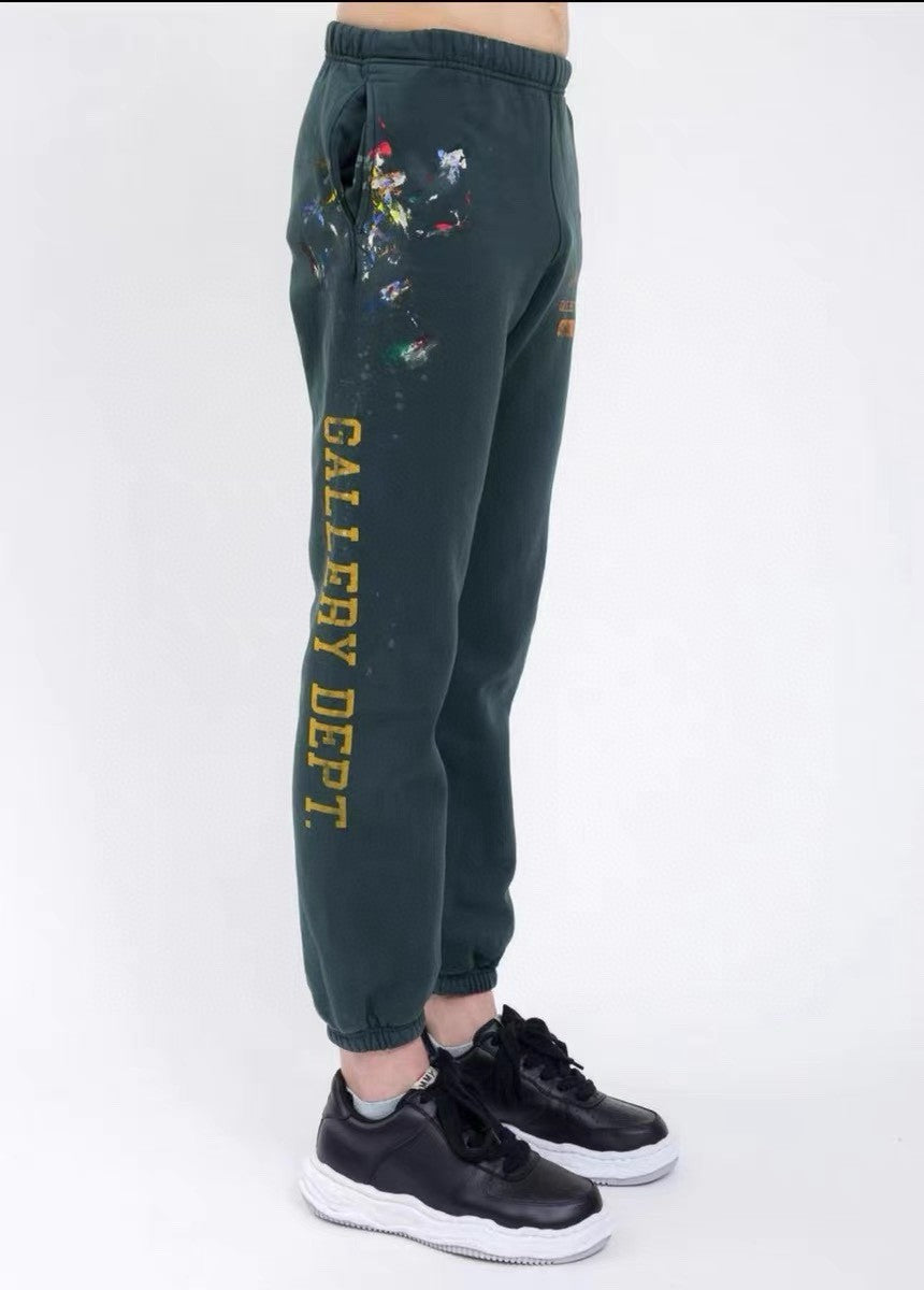 Gallery Dept. Men's Spring And Autumn Graffiti Letters Printing Solid Color Do Old Hooded Sweatshirt Casual Ink Splash Elastic Waist Drawstring Pants Ngvp #9291