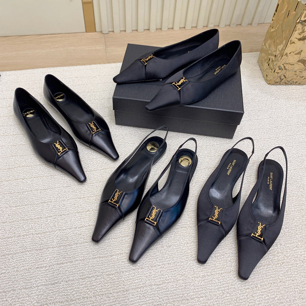 Saint Laurent Latest 2025 Silk Leather Spring/Summer Runway Single Shoes #332701