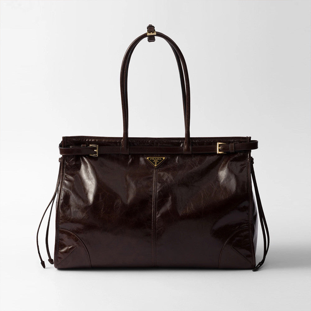 PRADA (42CM) LusGolf Oiled Leather 1BA439 Extra Large Portable Crossbody Bags Shoulder Bag Handbag #194092