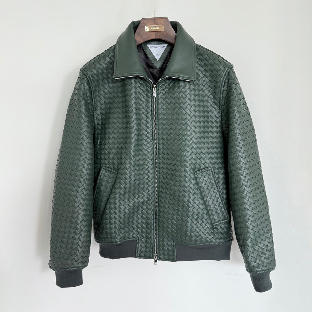Bottega Veneta Men's And Women's Fall/Winter Fashion Casual Solid Color Hand Knitted Sheepskin Suede Zipper Jacket #78925