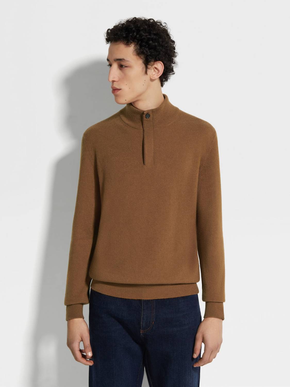 Ermenegildo Zegna Deep Foliage Mélange Color Oasi Cashmere Zipper Penguin Collar Sweater Men's Luxury Knitted Sweater Autumn And Winter Bottom Warm Fashion Trend Knitting Ngvp #2451