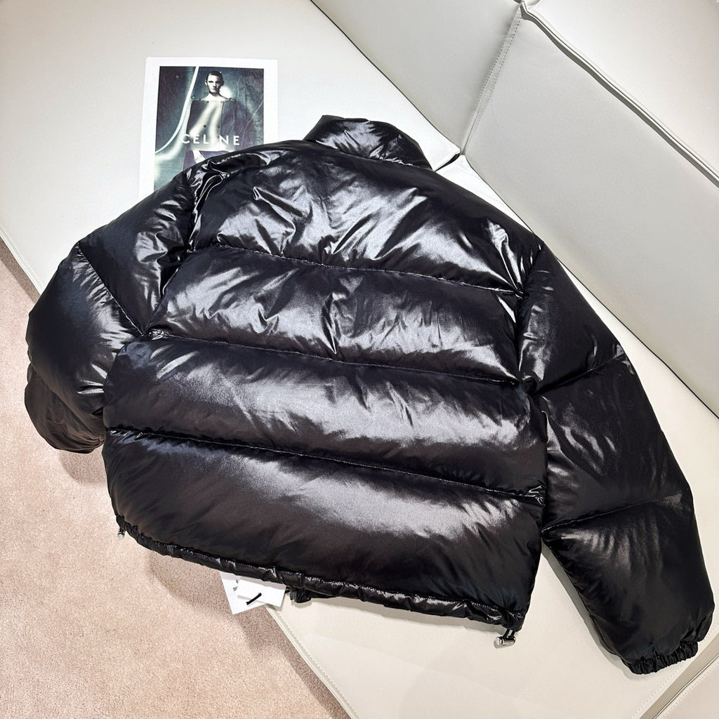 Celine Men's Women's Autumn And Winter Printed Lightweight Nylon Down Jacket Fashion Loose Casual Black Trend 90 White Goose Down Down Jacket #81646