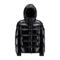 Moncler Men's Winter Warm Black Embroidered Logo Short Long Sleeve Hooded Puffer Down Jacket #71645