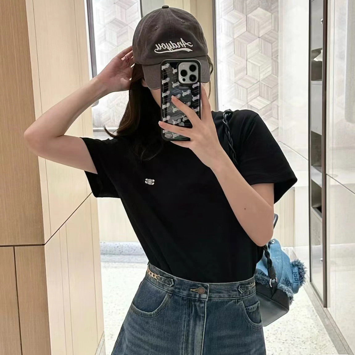 Celine Unisex Genderless Summer Solid Color Short Sleeve Loose Triomphe T-shirt In Cotton Jersey #97212