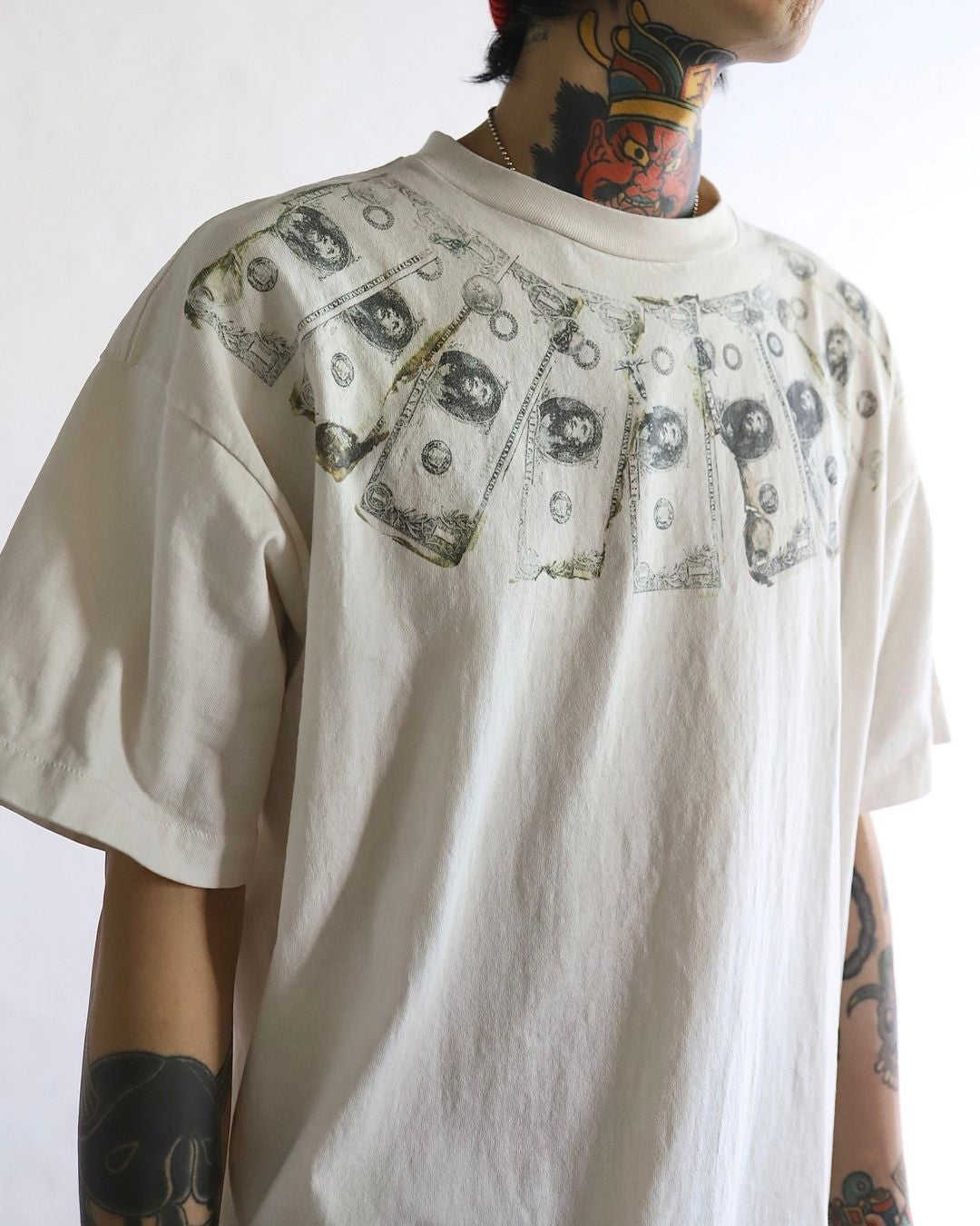 Saint Michael Men's Summer Printed Half High Neck Pullover Straight Short Sleeve Drop Sleeve T-Shirt Ngvp #8367