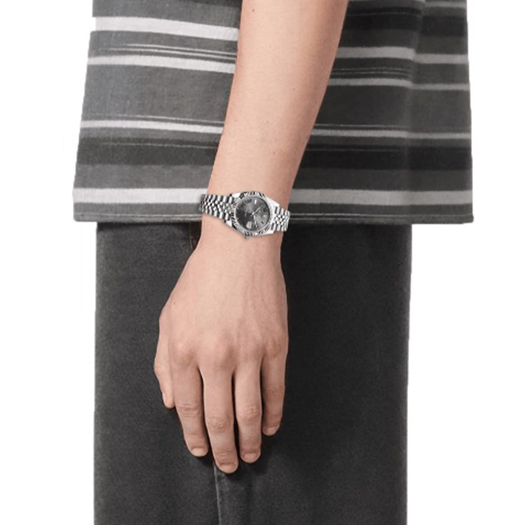 Rolex Men's Green Rolex Log Steel Strap Automatic Waterproof Movement Mechanical Watch Gray Dial #71428