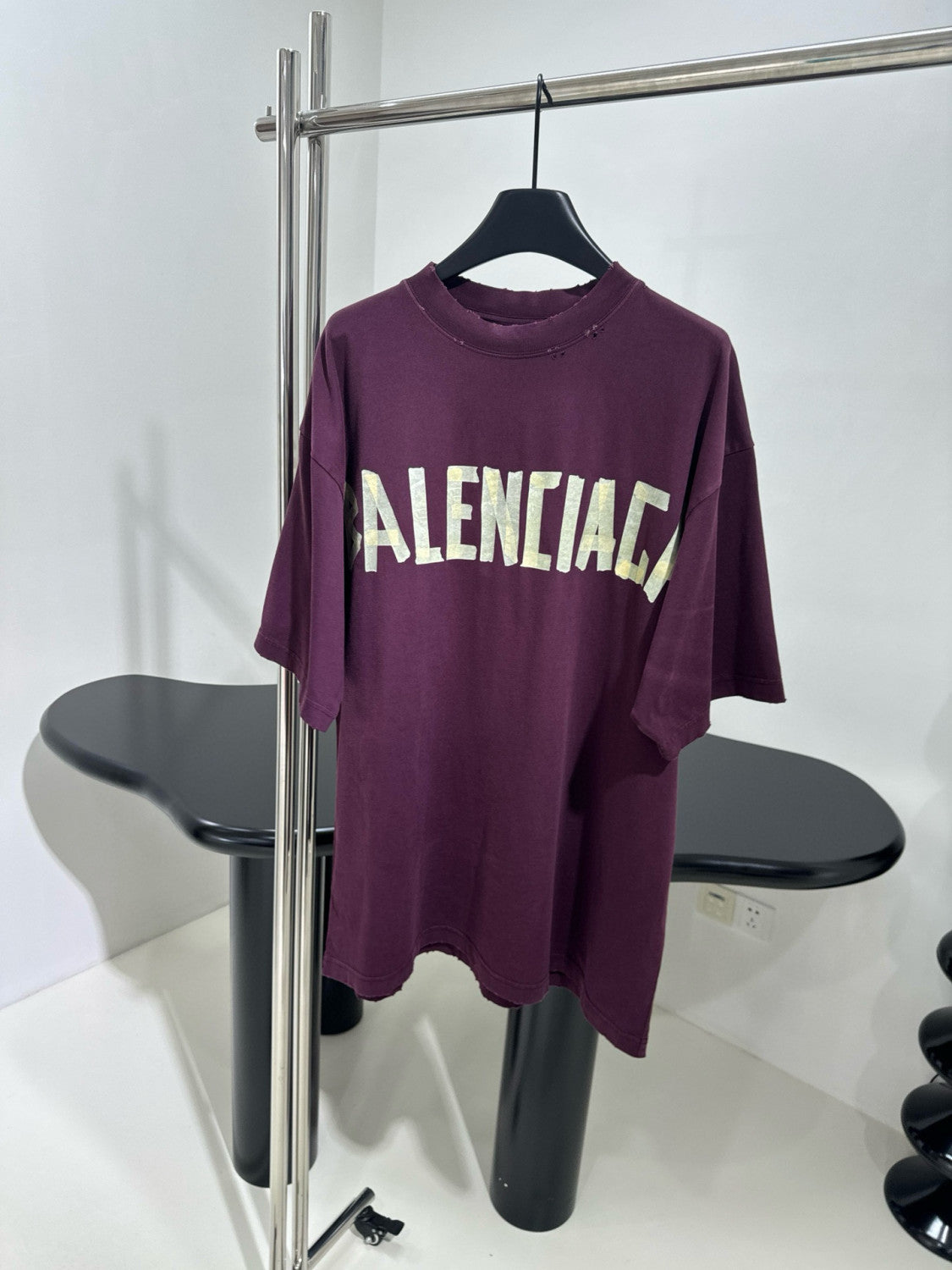 Balenciaga Men's Summer Crimson Letter Print Round Neck Regular Fit Short Sleeve T-Shirt #98985