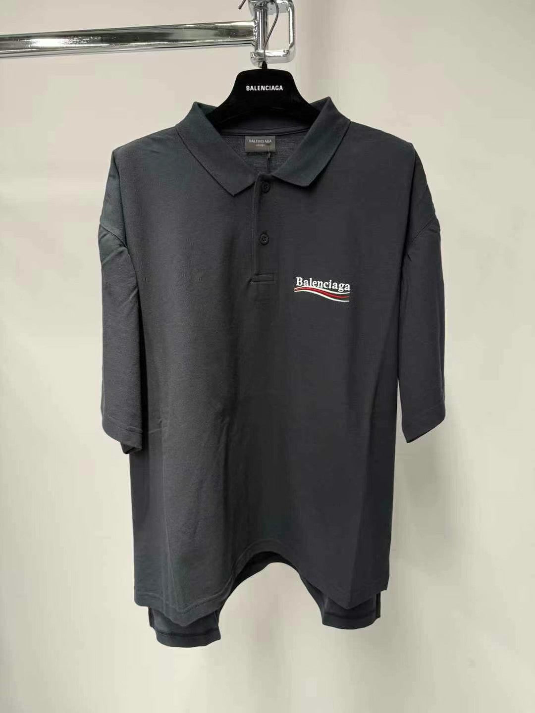 BALENCIAGA Men's Political Campaign Short Sleeve Regular Polo #335437