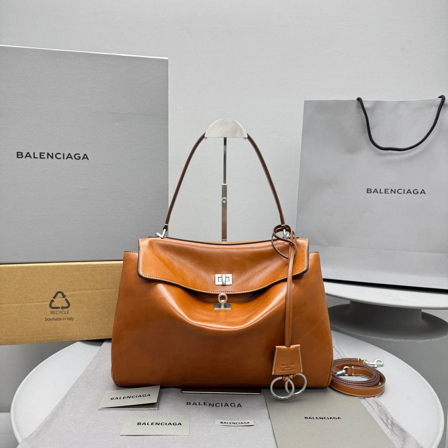 Balenciaga Rodeo Medium Handbag Tan Clutch Crossbody Large Bag Spring Summer Women's Fashion Luxury Leather Bags 7897722ABP72753 #81251