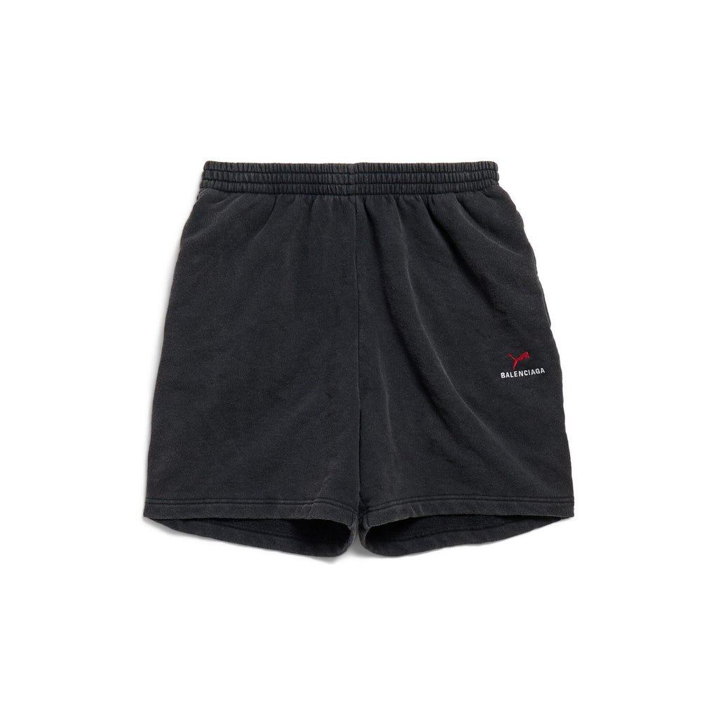 Balenciaga PUMA HOODIE Men's And Women's Spring/Fall Fashion Casual Faded Washed Hooded Pullover Long-Sleeve Sweatshirt Sweatpants Set with Elastic Waistband Faded Washed Shorts Suit Set #78813