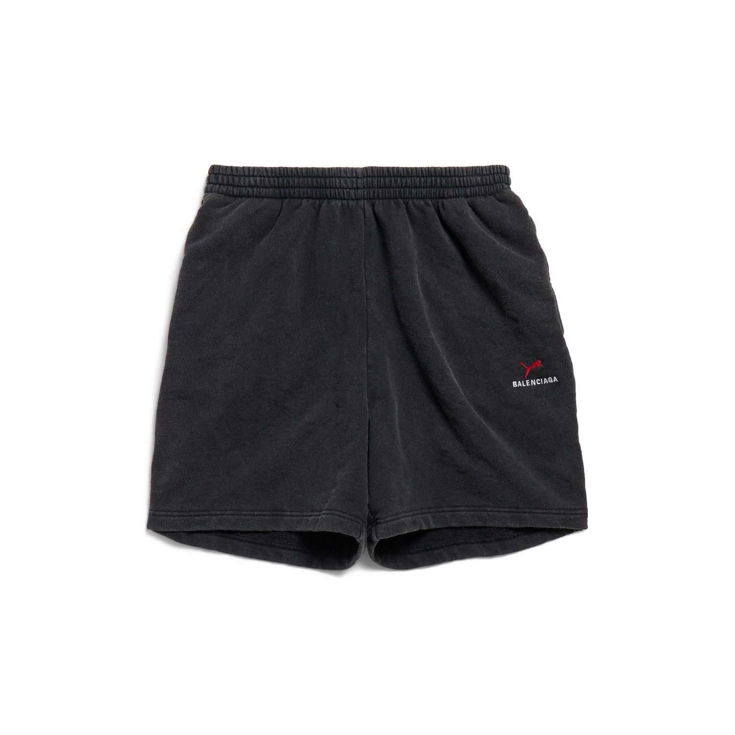 Balenciaga PUMA HOODIE Men's And Women's Spring/Fall Fashion Casual Faded Washed Hooded Pullover Long-Sleeve Sweatshirt Sweatpants Set with Elastic Waistband Faded Washed Shorts Suit Set #78813