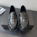 Saint Laurent Women's Four Seasons Solid Color Round Toe Low Top Flat Heel Loafers Leather Casual Shoes #81342