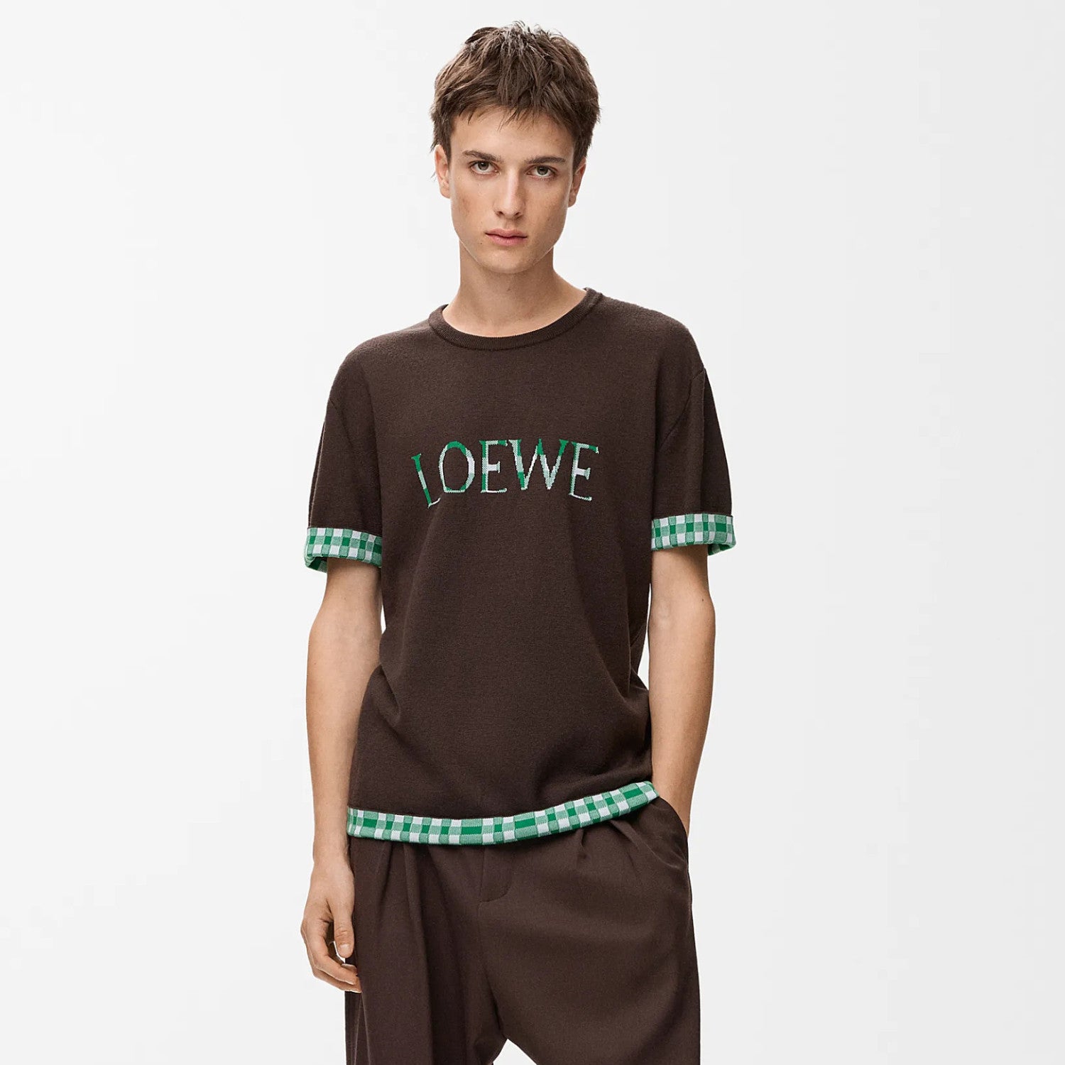 Loewe Men's And Women's Summer Fashion Casual Crew Neck Pullover Short Sleeve Knit T Shirt with Turned Up Sleeves T-shirt #79298