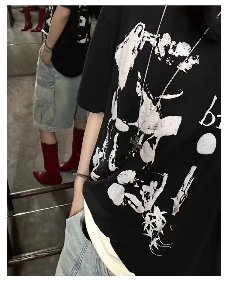 Enfants Riches Deprimes Men's Summer Washed Pattern Letter Print Round Neck Cotton Fitted Short Sleeve T-Shirt Ngvp #8586