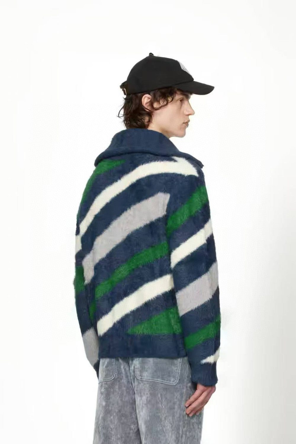 Casablanca Men's and Women's Autumn/Winter Color Block Printed High Neck Zipper Long Sleeve Knitted Jacket #77328