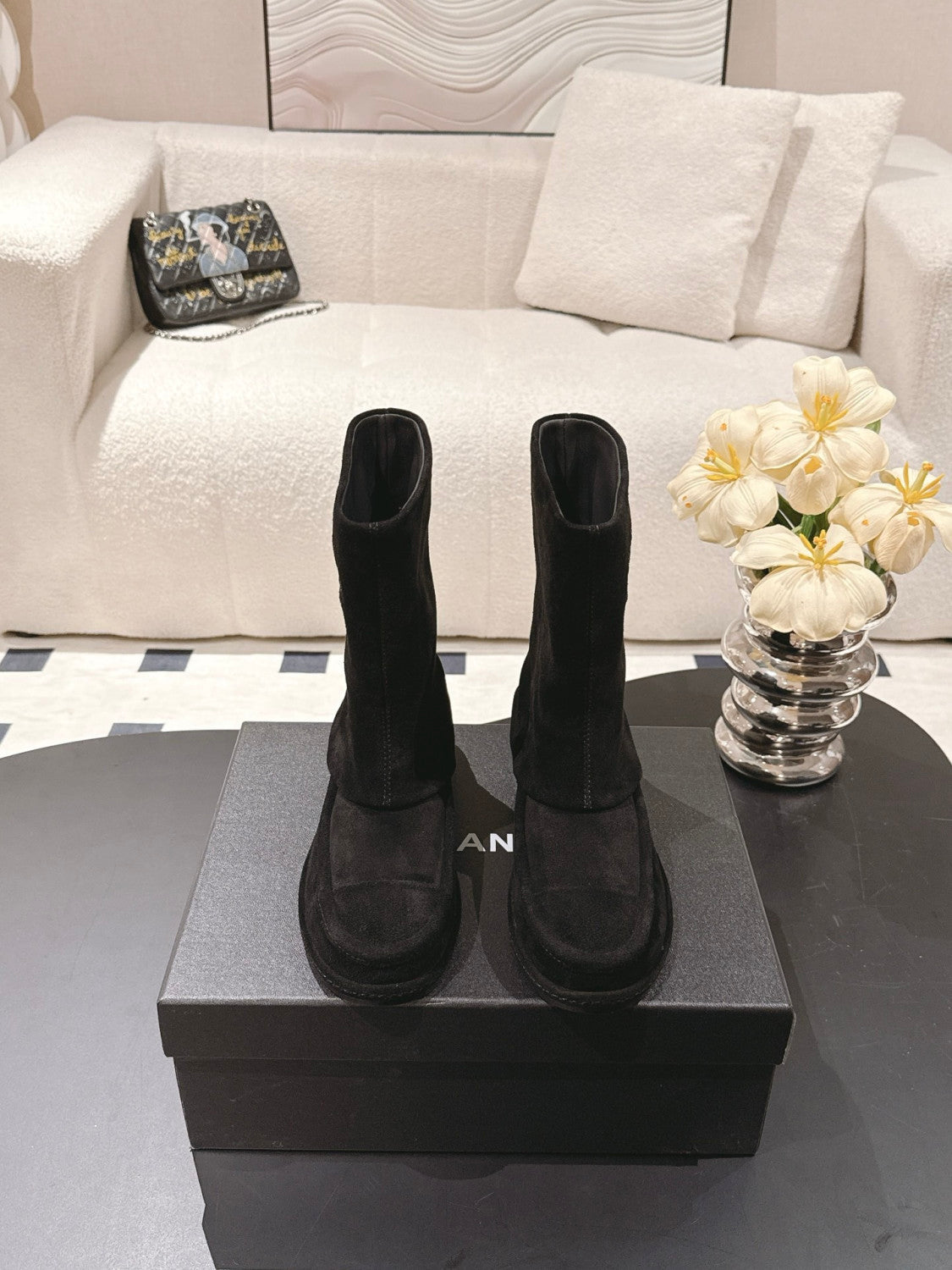 Chanel Women's Suede Mid-Calf Boots #335029