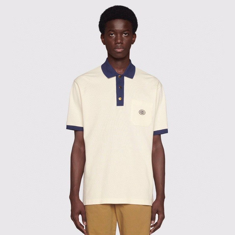 Gucci Men's Summer Decorated Interlocking Double G Label Stretch Cotton Polo Shirt Short Sleeve T-Shirt #99859