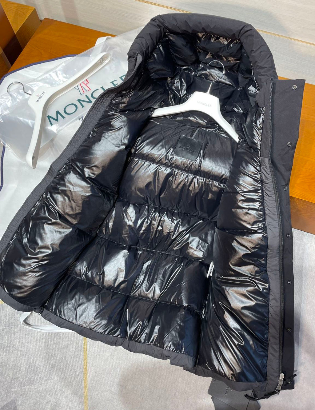 Moncler Men's Winter Letter Logo Embroidery Zipper Hooded Short Puffer Down Long Sleeve Jacket #73486