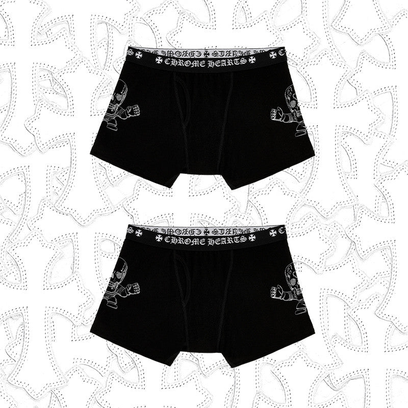NlGO Chrome Hearts Men's And Women's Pure Color Sanskrit Print Cotton High Elasticity Boxer Briefs Underwear #77394