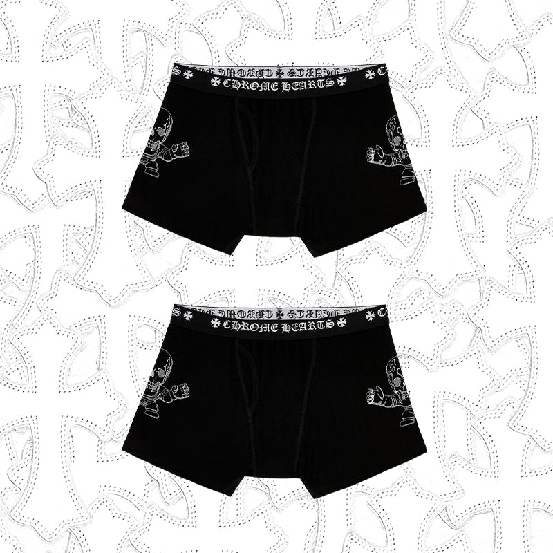 NlGO Chrome Hearts Men's And Women's Pure Color Sanskrit Print Cotton High Elasticity Boxer Briefs Underwear #77394