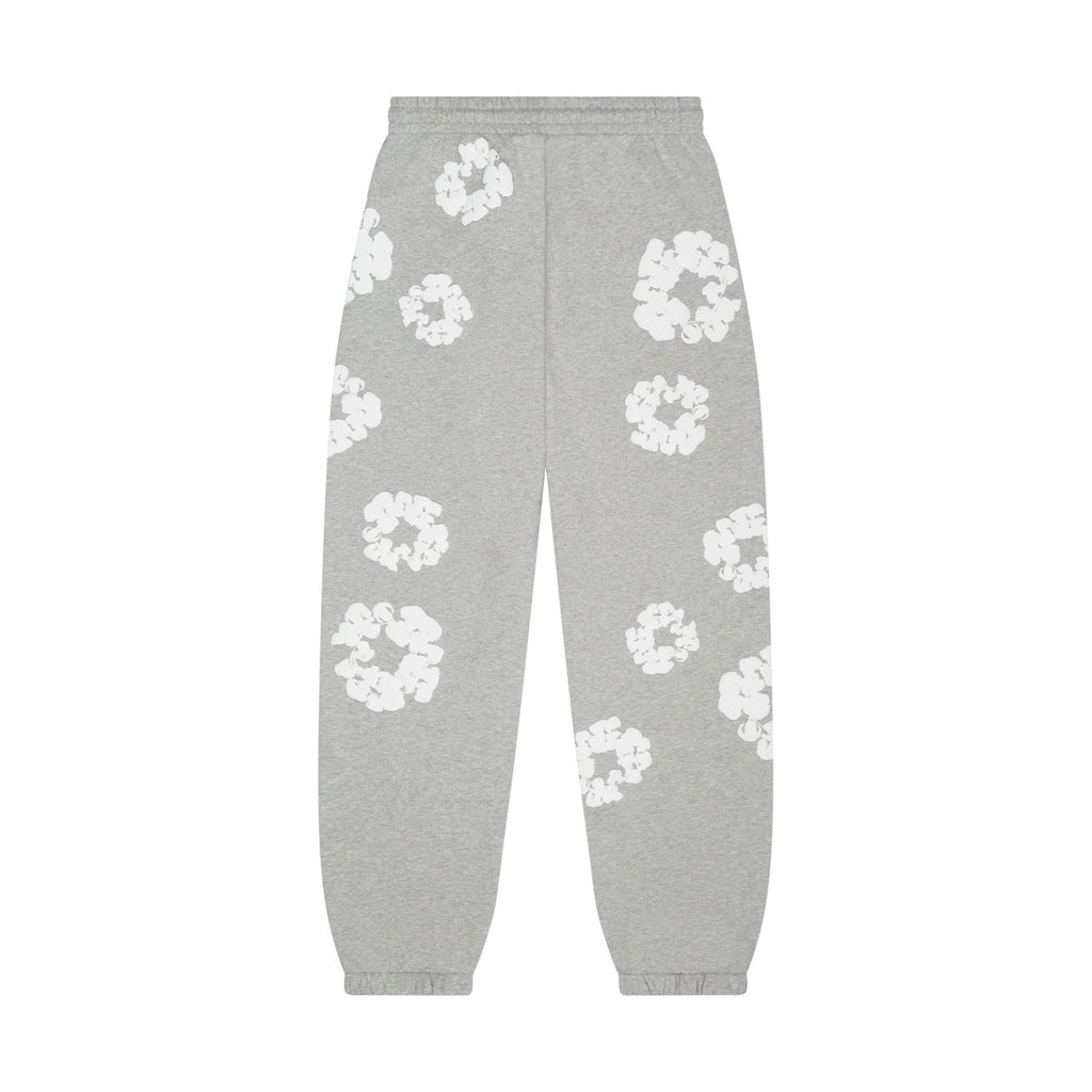 Denim Tears Men's And Women's Spring/fall Fashion Trend Solid Color Elastic Waist Tie Up Cotton Flower Foam Print American High Street Chic Brand Cuffed Sweatpants Long Pants #79536