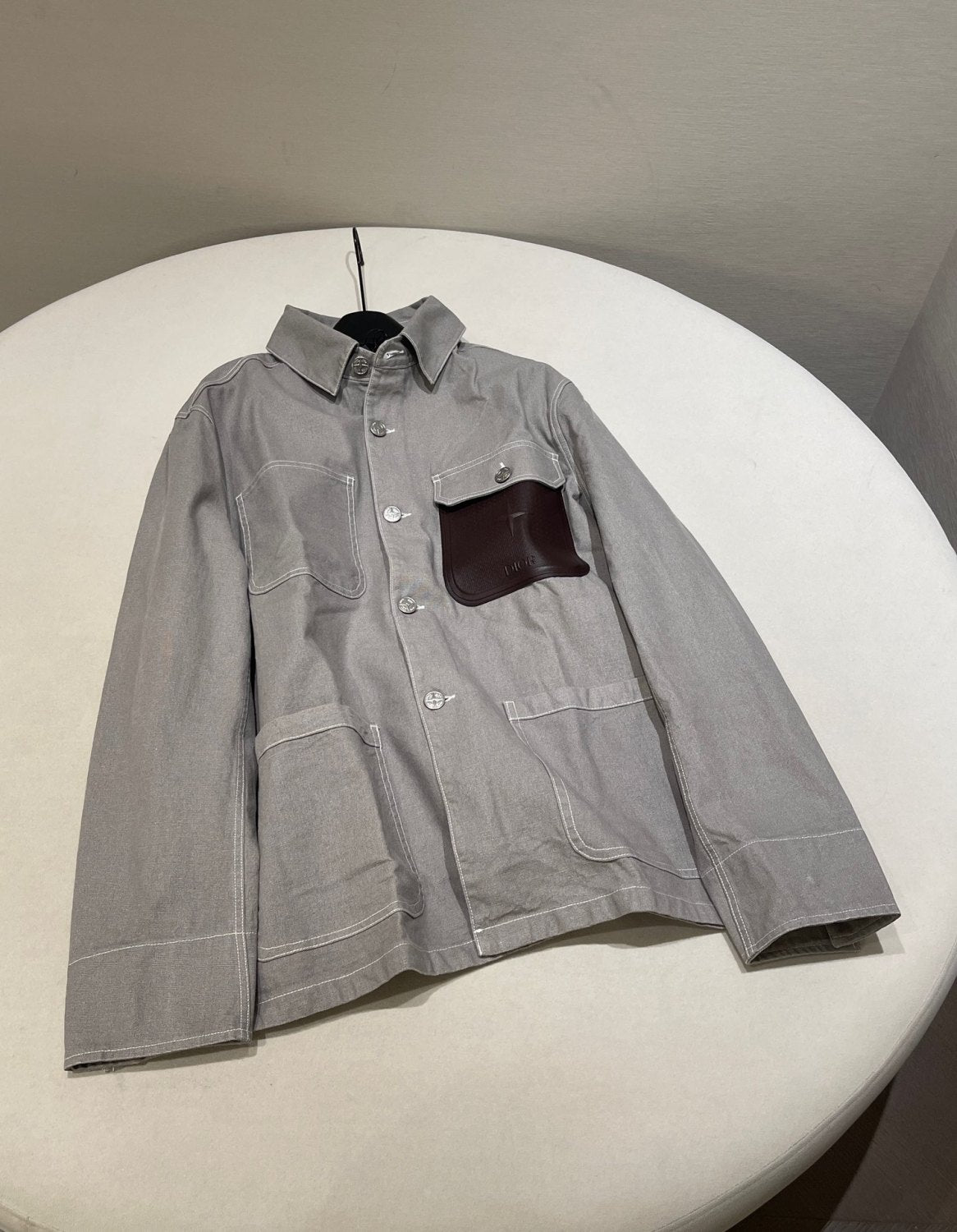 Dior Men's Spring And Fall Logo Patch Pockets Lapel Single breasted Loose Long Sleeved Denim Jacket #73474