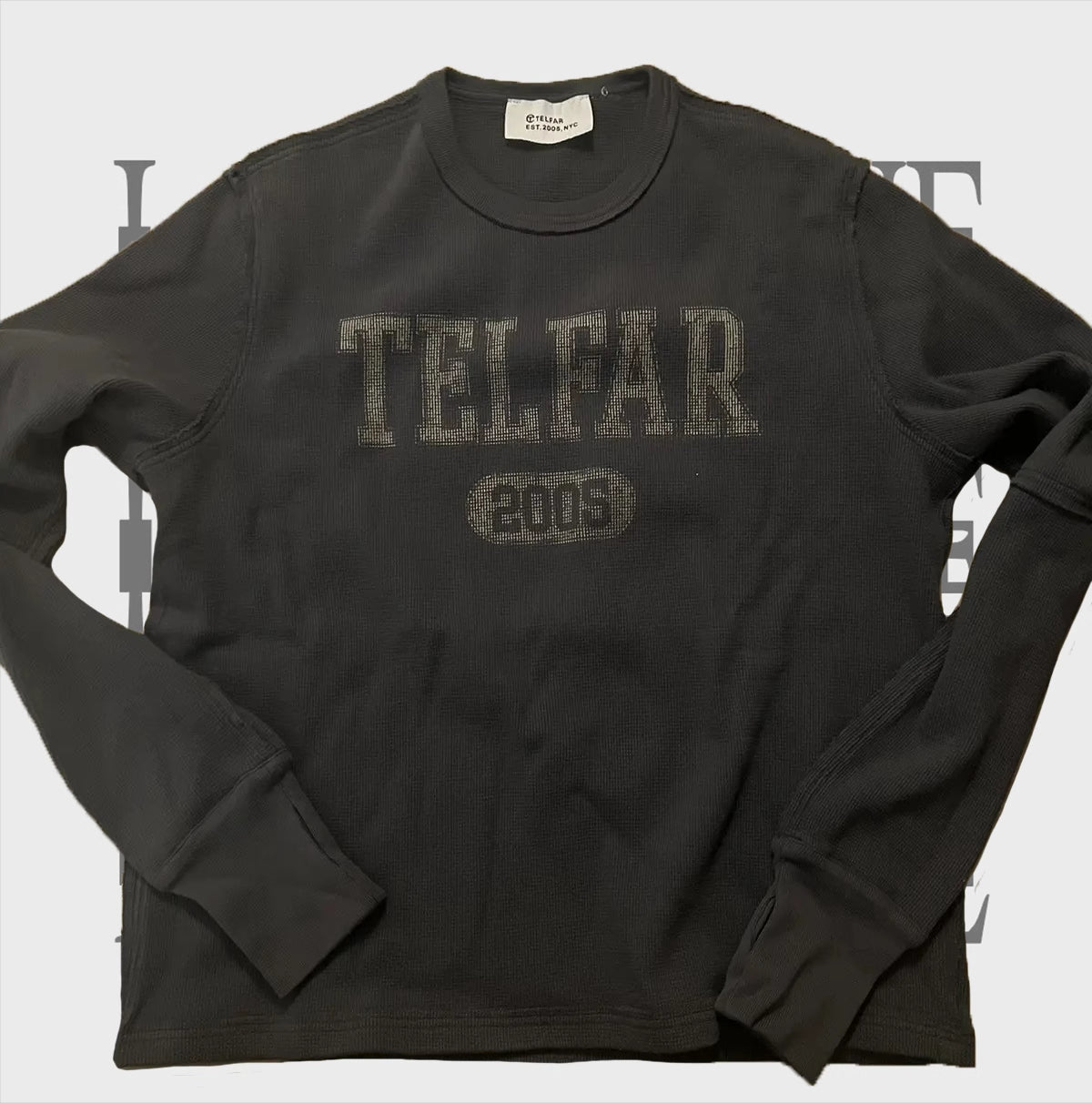 Telfar Men's Fall And Winter Vintage Style Washed Do Old Waffle Long-sleeved T-shirt Street Teenage Sense Of Slim Cortis Martin With Tops Ngvp #2622