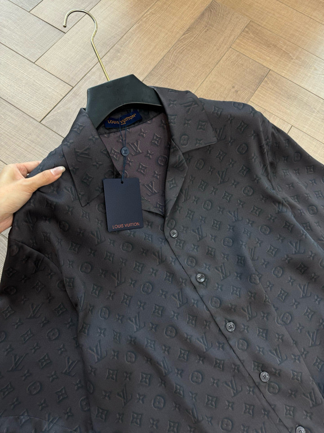 Louis Vuitton Men's Summer Logo Jacquard Single Breasted Casual Short Sleeve Shirt Stretch Waistband Shorts Set Suit #75979