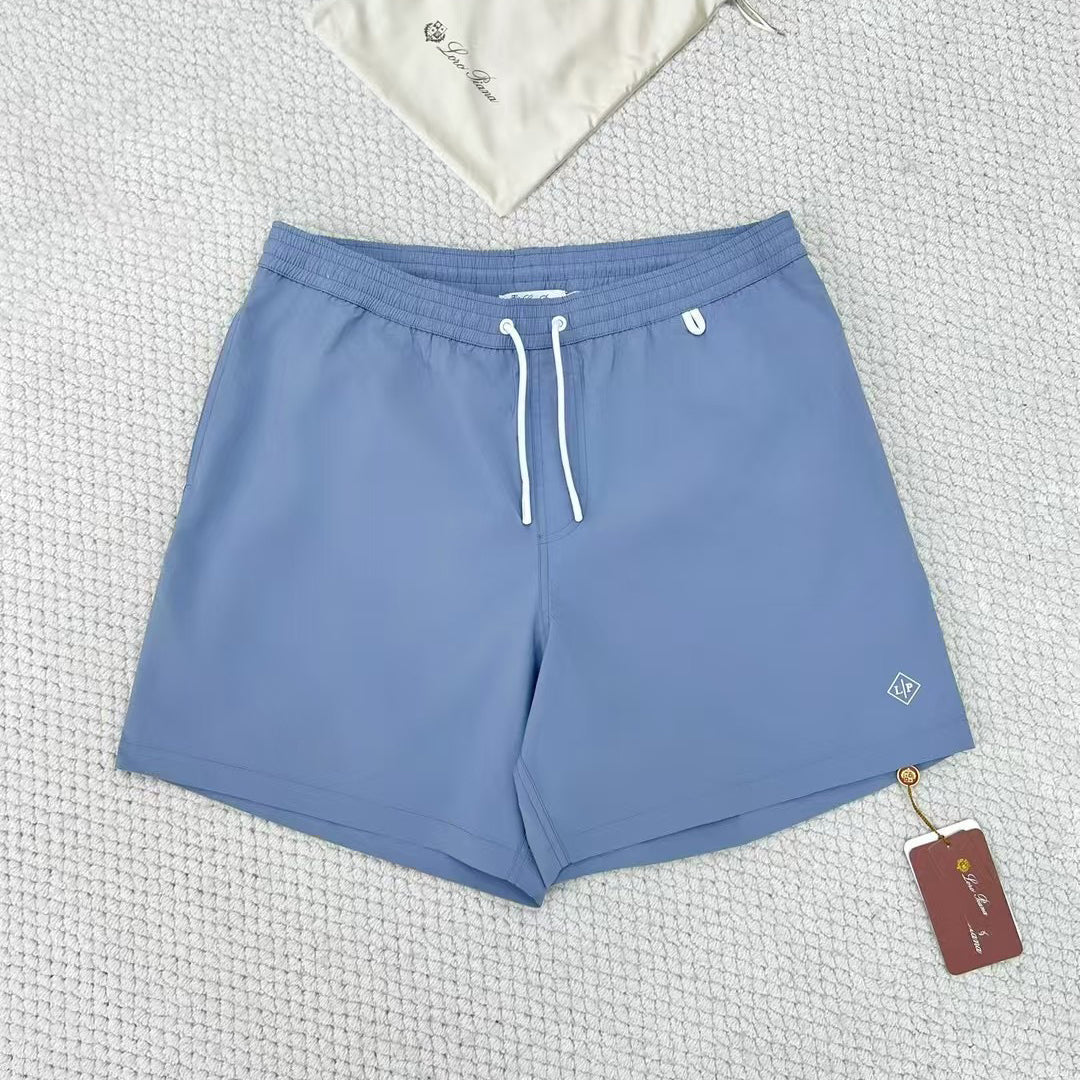 Loro Piana Men's Summer Solid Color Elastic Waist Tie Casual Comfortable Shorts #75521