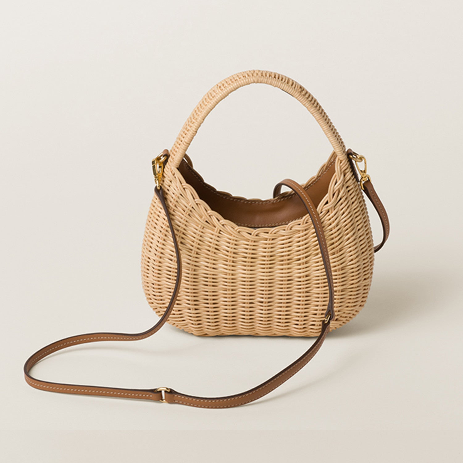 MiuMiu Wander Woven Hobo Small Handbag Women's Fashion Versatile Casual Summer Bags Bag 5BC125_2BVU_F0KFZ_V_OOO #81141