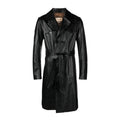 Gucci Men's Fall And Winter Black Double Breasted Lace Up Drawstring Lambskin Long Coat Jacket #99879