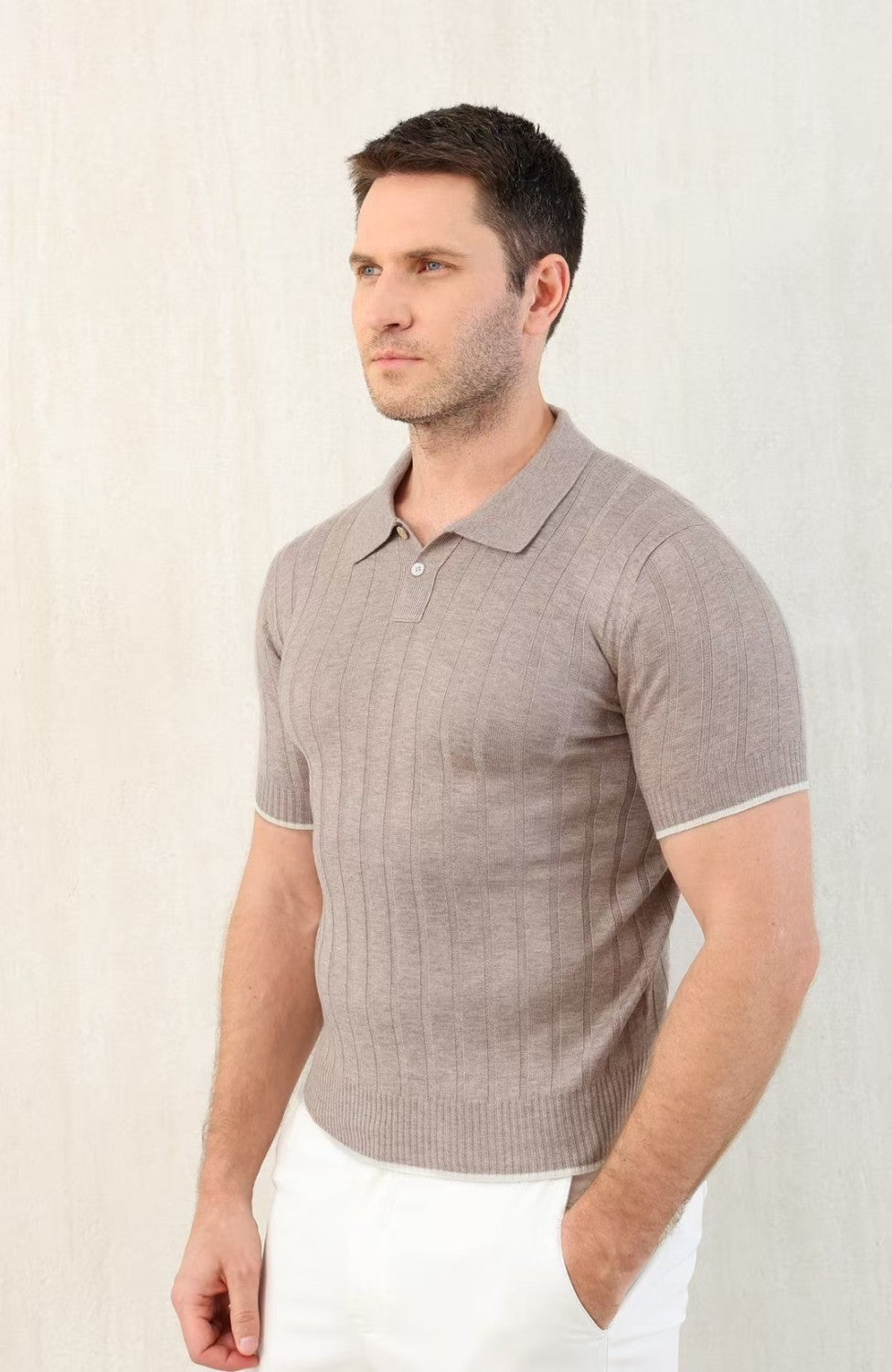 Brunello Cucinelli Men's Spring And Summer Solid Color Lapel Fitted Short Sleeve Polo Shirt Ngvp #1447
