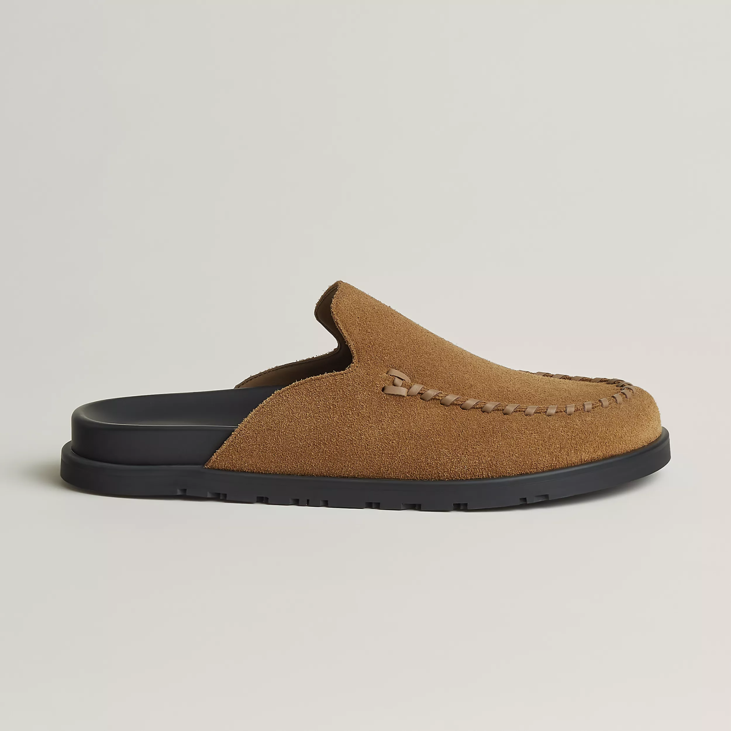 Hermes Men's Johan Mule Shoes Summer Solid Color Round Toe Suede Flat Slippers Casual Shoes Ngvp #1831