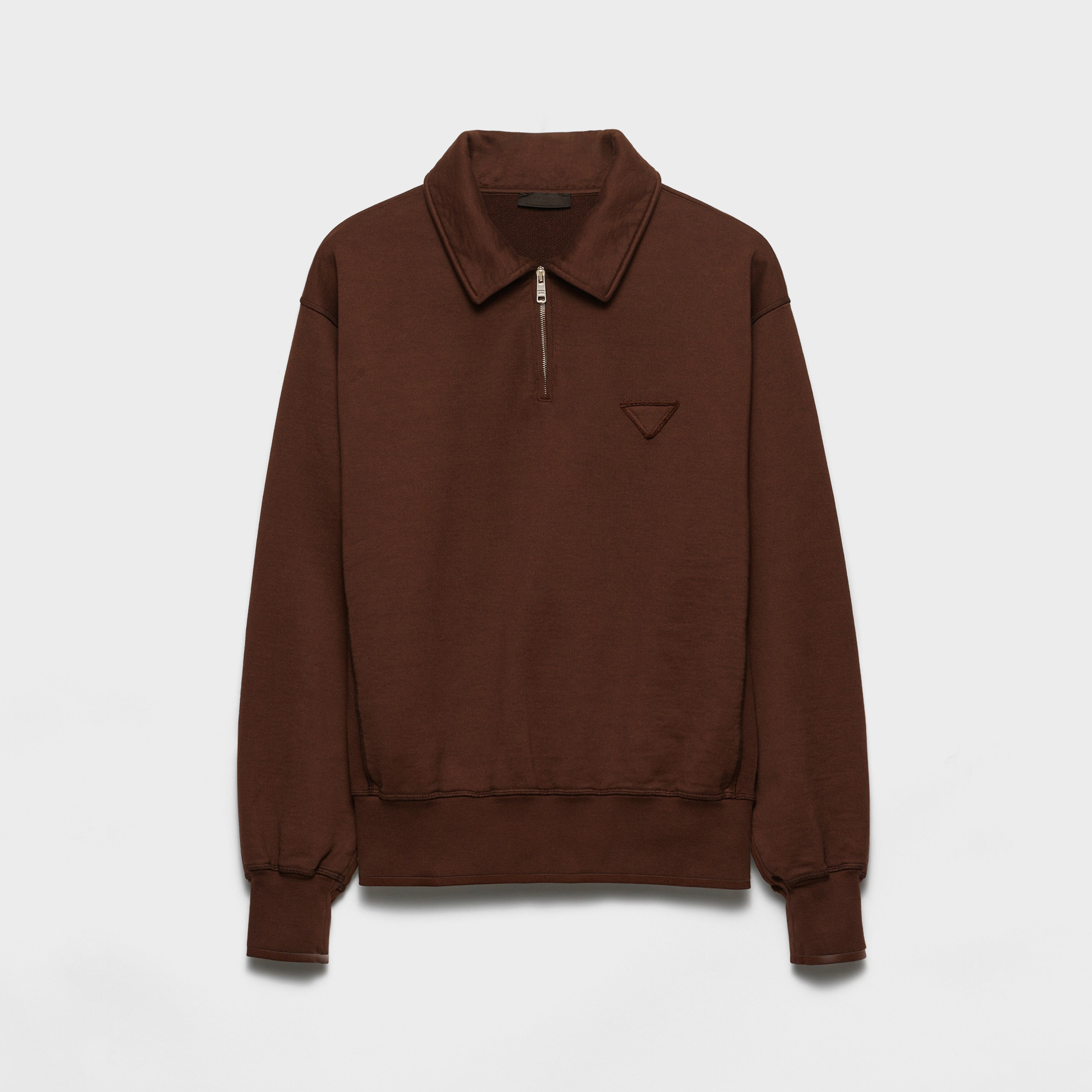 Prada Men's And Women's Spring/fall Fashion Casual Solid Color Collared Half Zip Logo Polo Shirt Pullover Long Sleeve Sweatshirt #79262