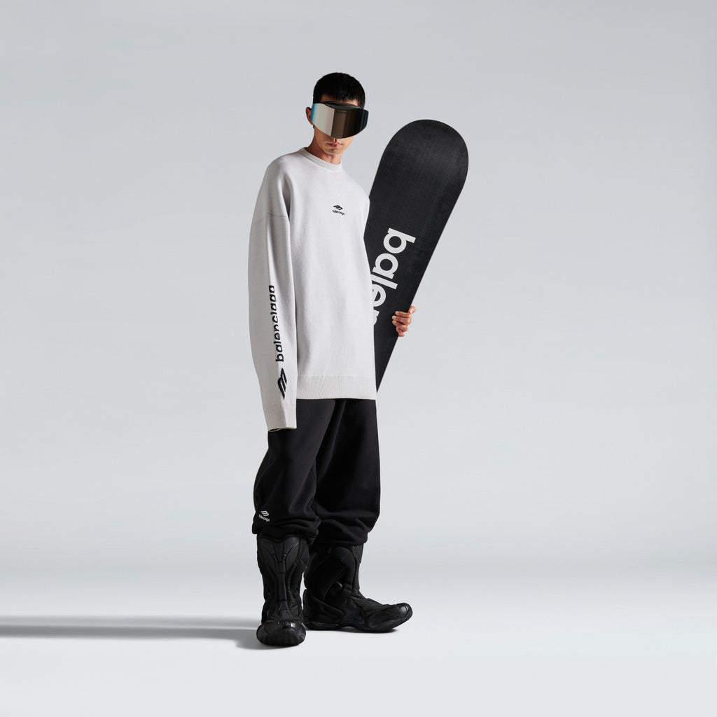 Top-quality Version Balenciaga Men's 3B Sports Icon Ski Crewneck in White Black #335728