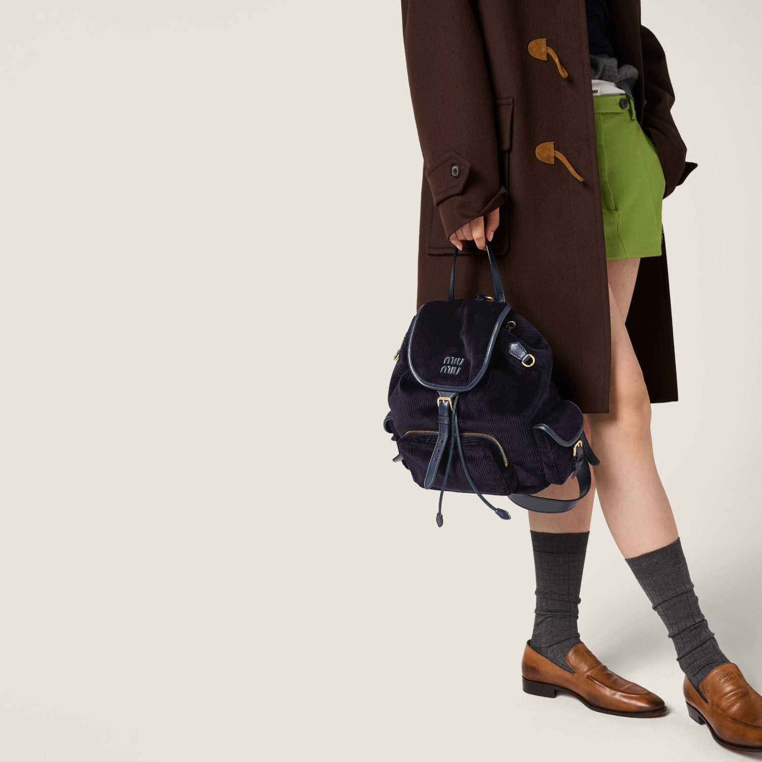 MiuMiu Large Cinnamon Corduroy Backpack #334155