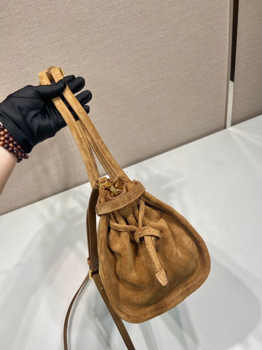 Prada Women's Soft Lux Collection Medium Suede Brushed Leather Logo Solid Color Handbags Casual Crossbody Bag Bags 1BA426_2C4S_F0401 #71977