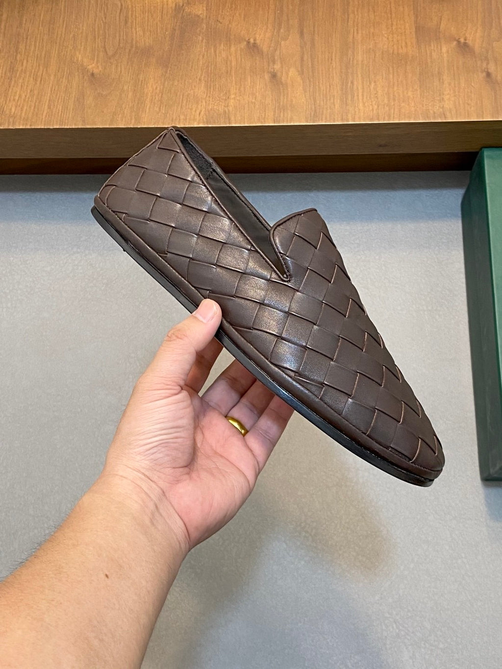 Bottega Veneta Men's and Women's Spring/Fall Fashion Casual Round Toe Slip On Leather Hand-Woven Oxford Shoes Shoes #78859