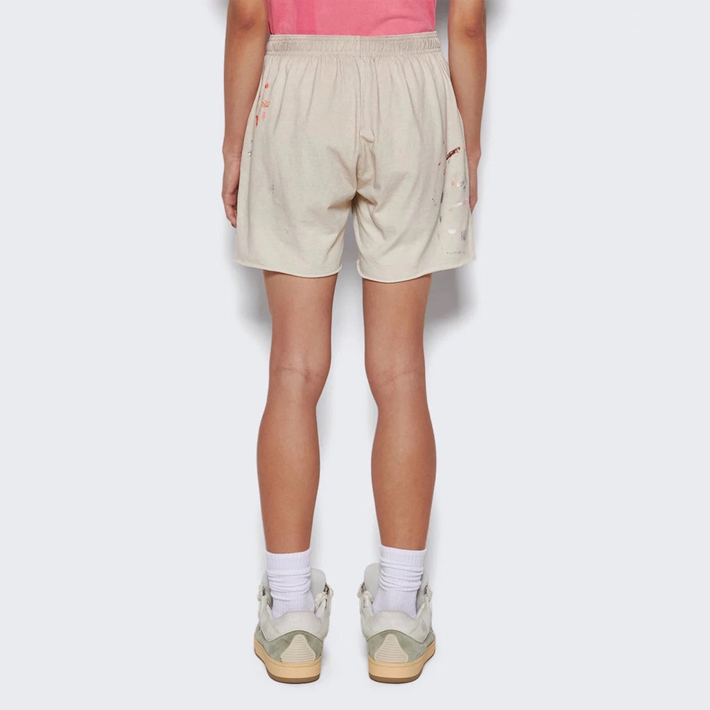 Gallery Dept Men's And Women's Splashed Ink Graffiti Rice White Shorts Retro Fashion High Street Trend Casual Elastic Waist Drawstring Shorts Pants Ngvp #9237