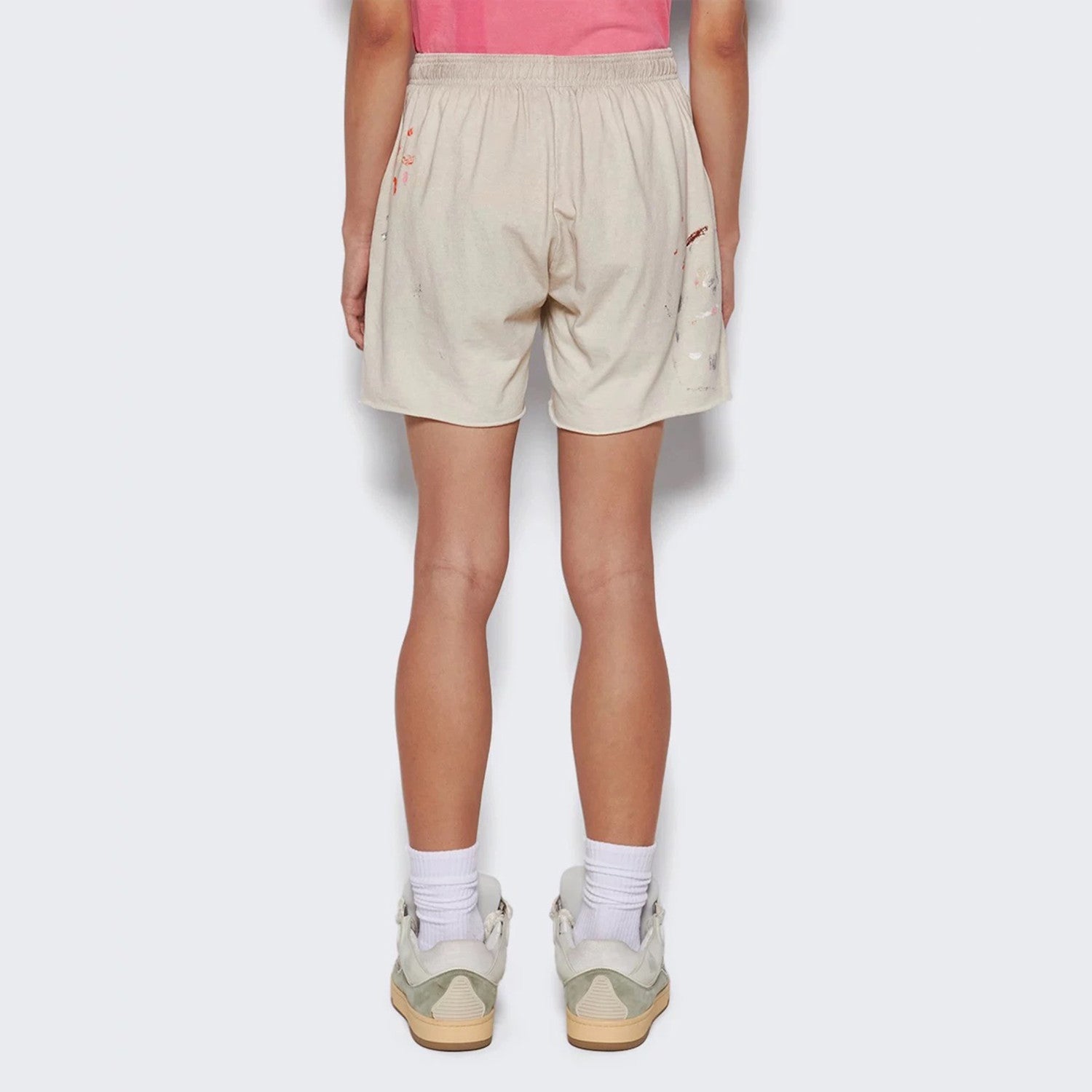 Gallery Dept Men's And Women's Splashed Ink Graffiti Rice White Shorts Retro Fashion High Street Trend Casual Elastic Waist Drawstring Shorts Pants Ngvp #9237