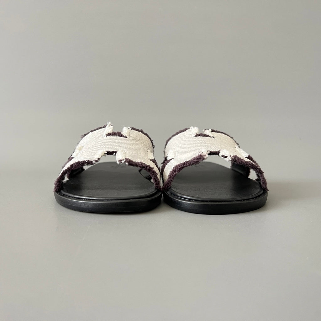 Hermes Men's And Women's Spring/summer Fashion Casual Round Toe Slip On Flat Sandals Woven Canvas Sandals Shoes #78416